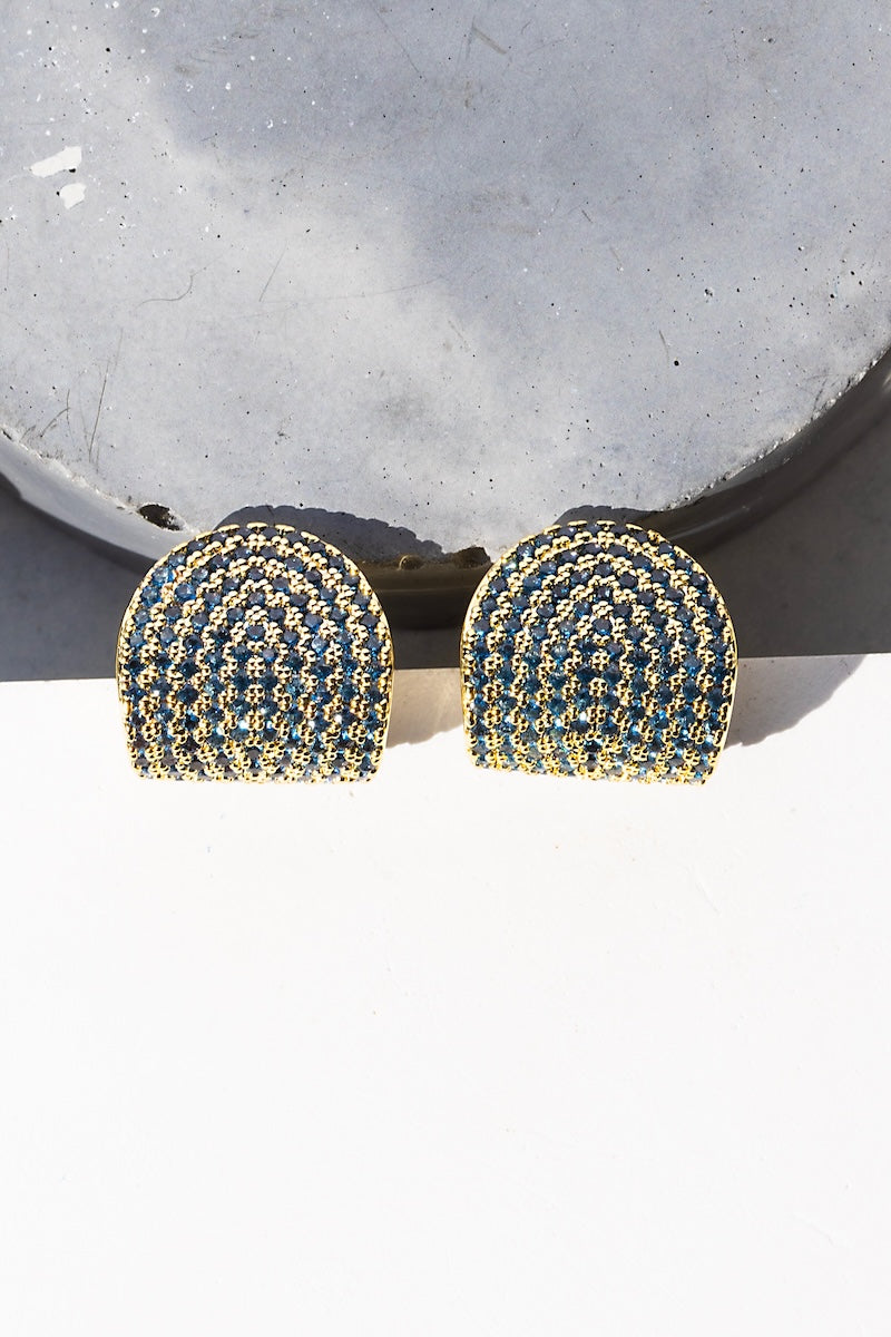 Native Gem ARC STUDS IN LONDON BLUE at Romi Boutique