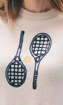 White & Warren Cashmere Tennis Embroidered Sweatshirt at Romi Boutique