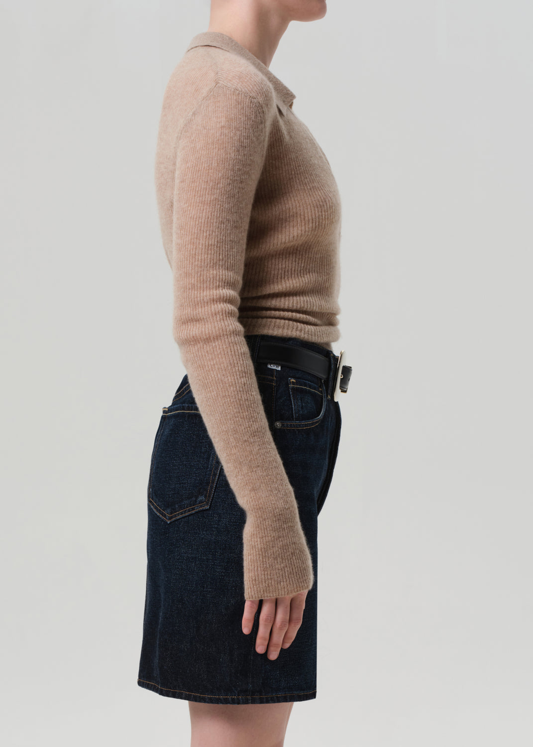 SIMONE POLO SWEATER IN MUSHROOM