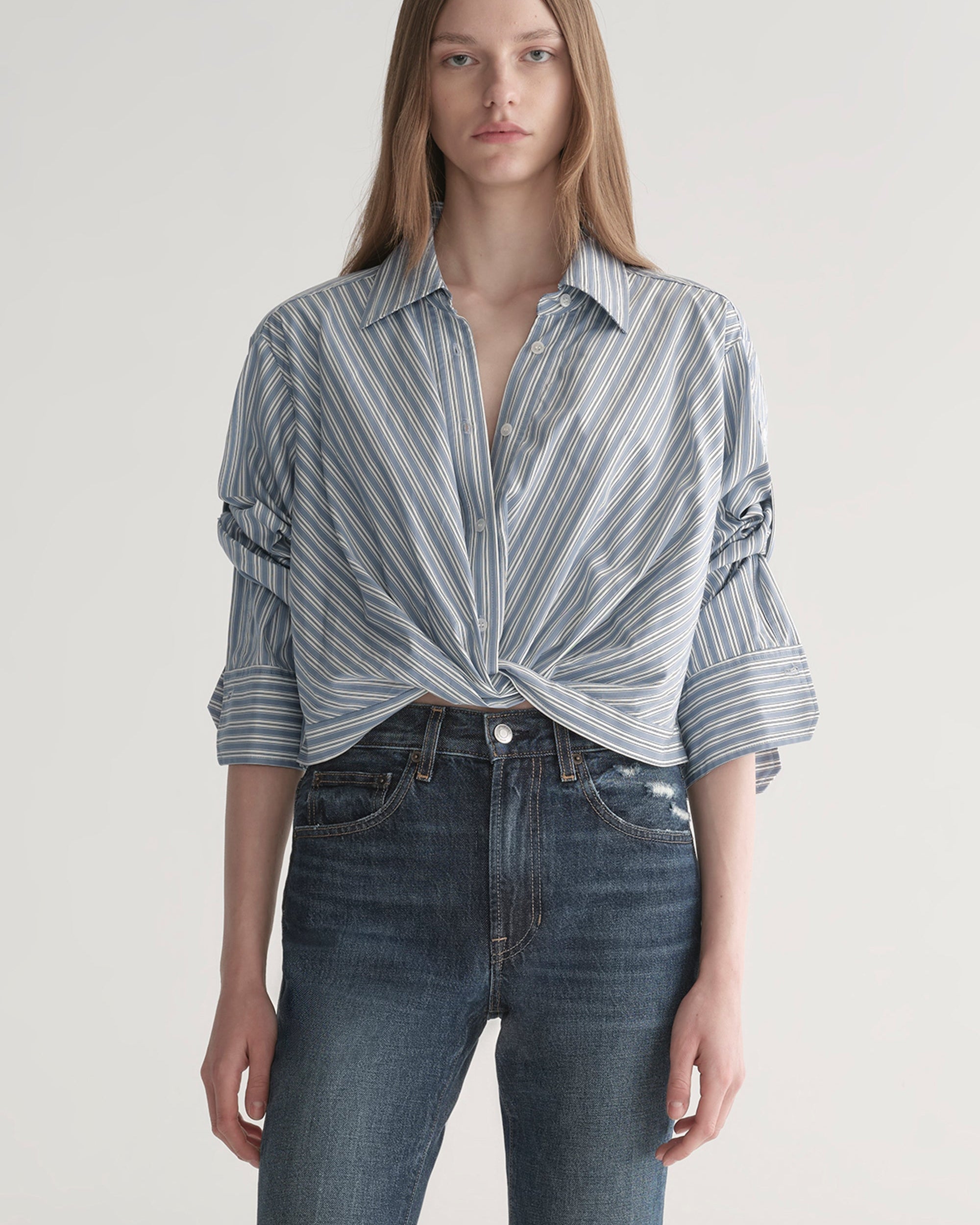 A.L.C Leo Striped Cotton Shirt at Romi Boutique
