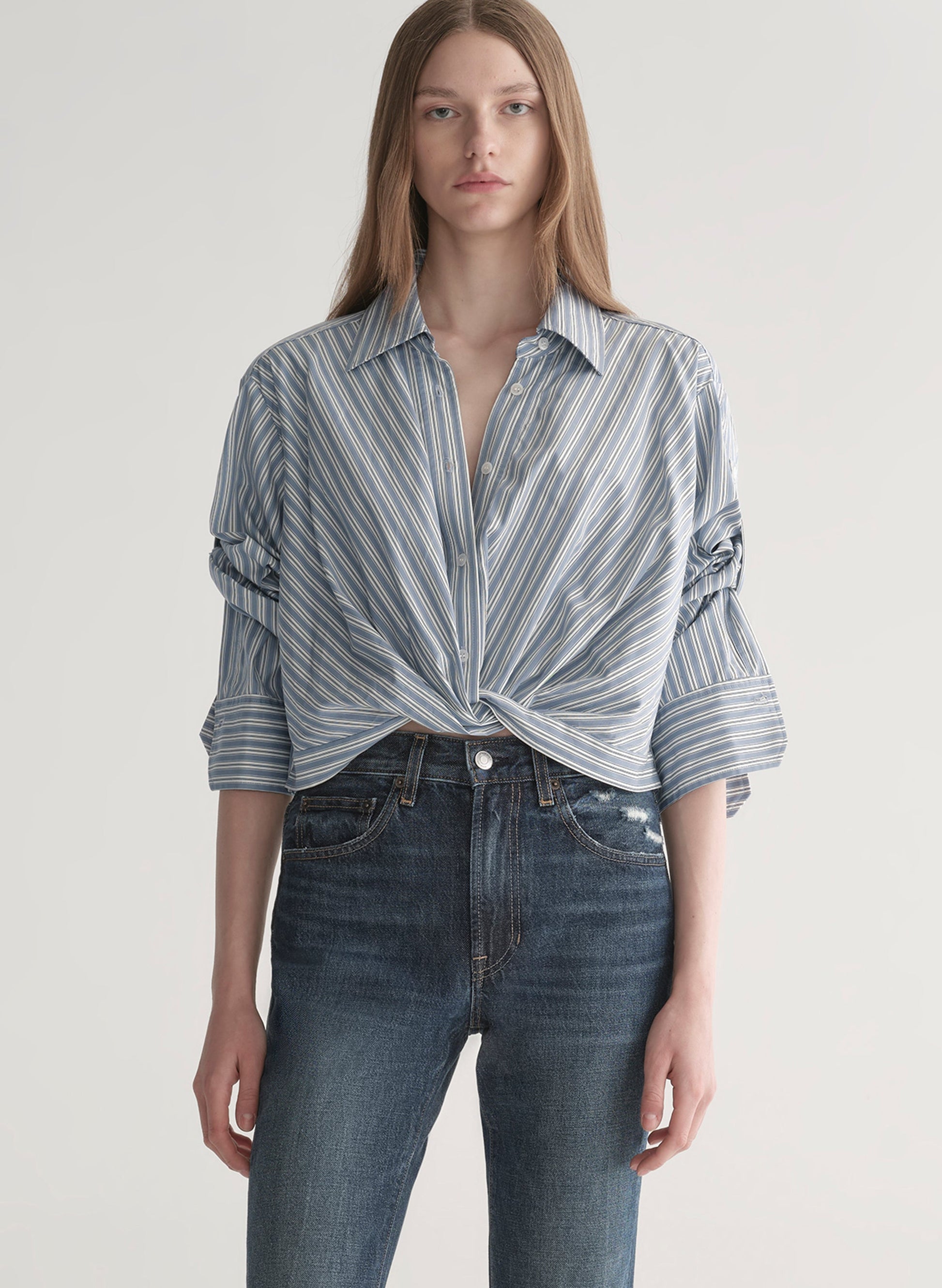A.L.C Leo Striped Cotton Shirt at Romi Boutique