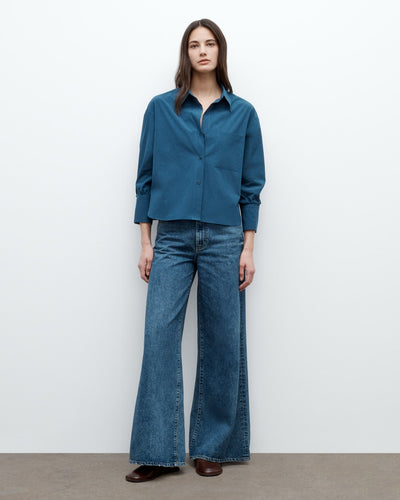 J.D. SHIRT IN BLUE WING TEAL - Romi Boutique