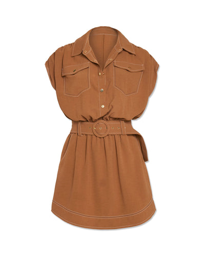 STITCH BESS DRESS IN BAJA BROWN - Romi Boutique