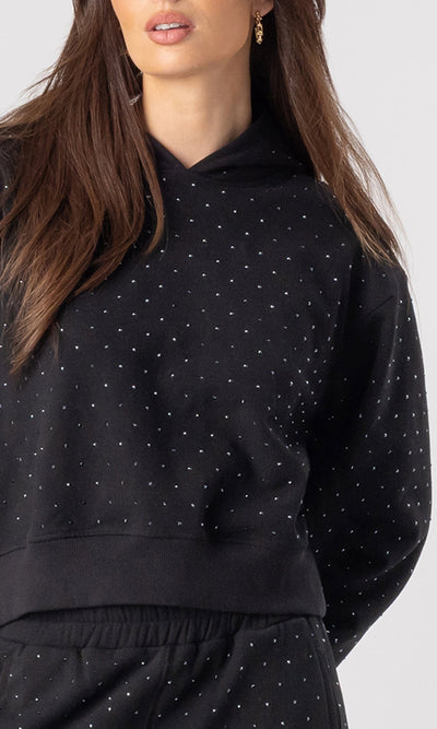 RENAE CRYSTAL HOODIE IN BLACK