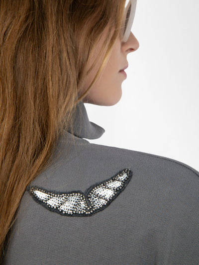 MILLY ZIP UP SWEATSHIRT IN MEDIUM GREY