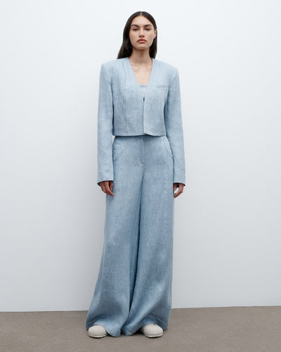DRINK AT COSTES JACKET IN LIGHT INDIGO - Romi Boutique