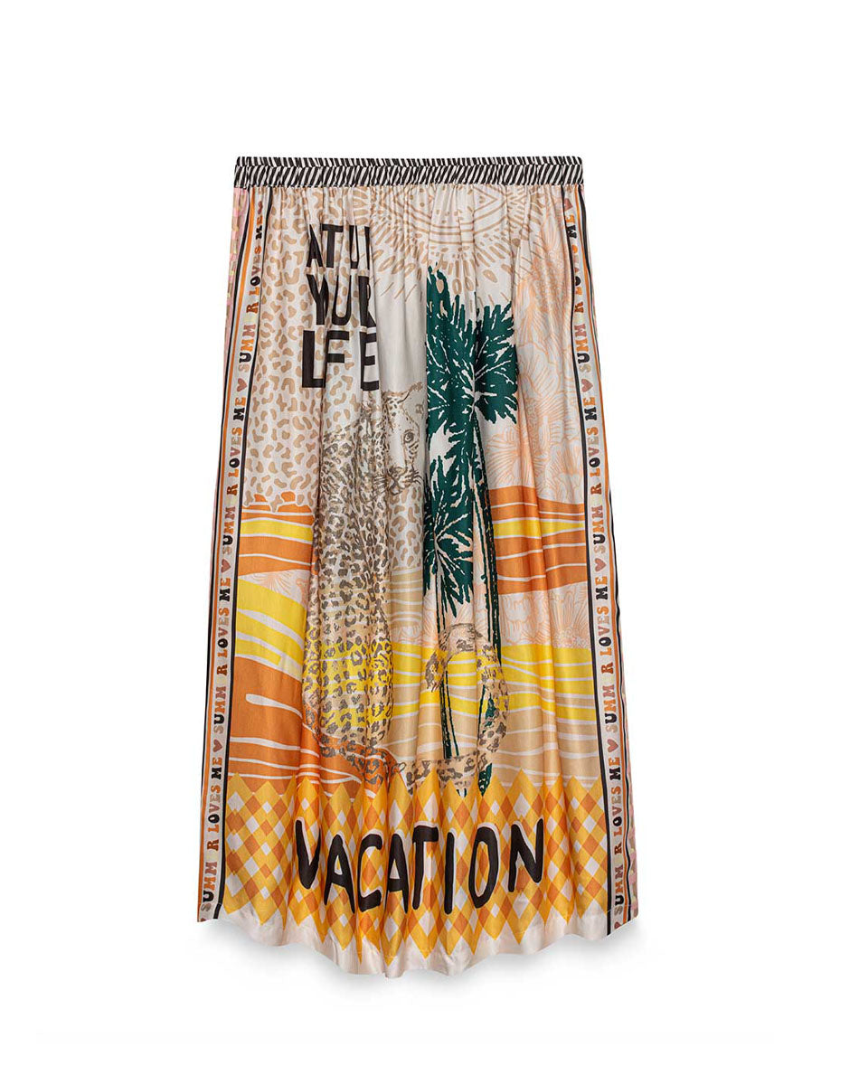 ELIZABETH PRINTED MIDI SKIRT IN VACATION