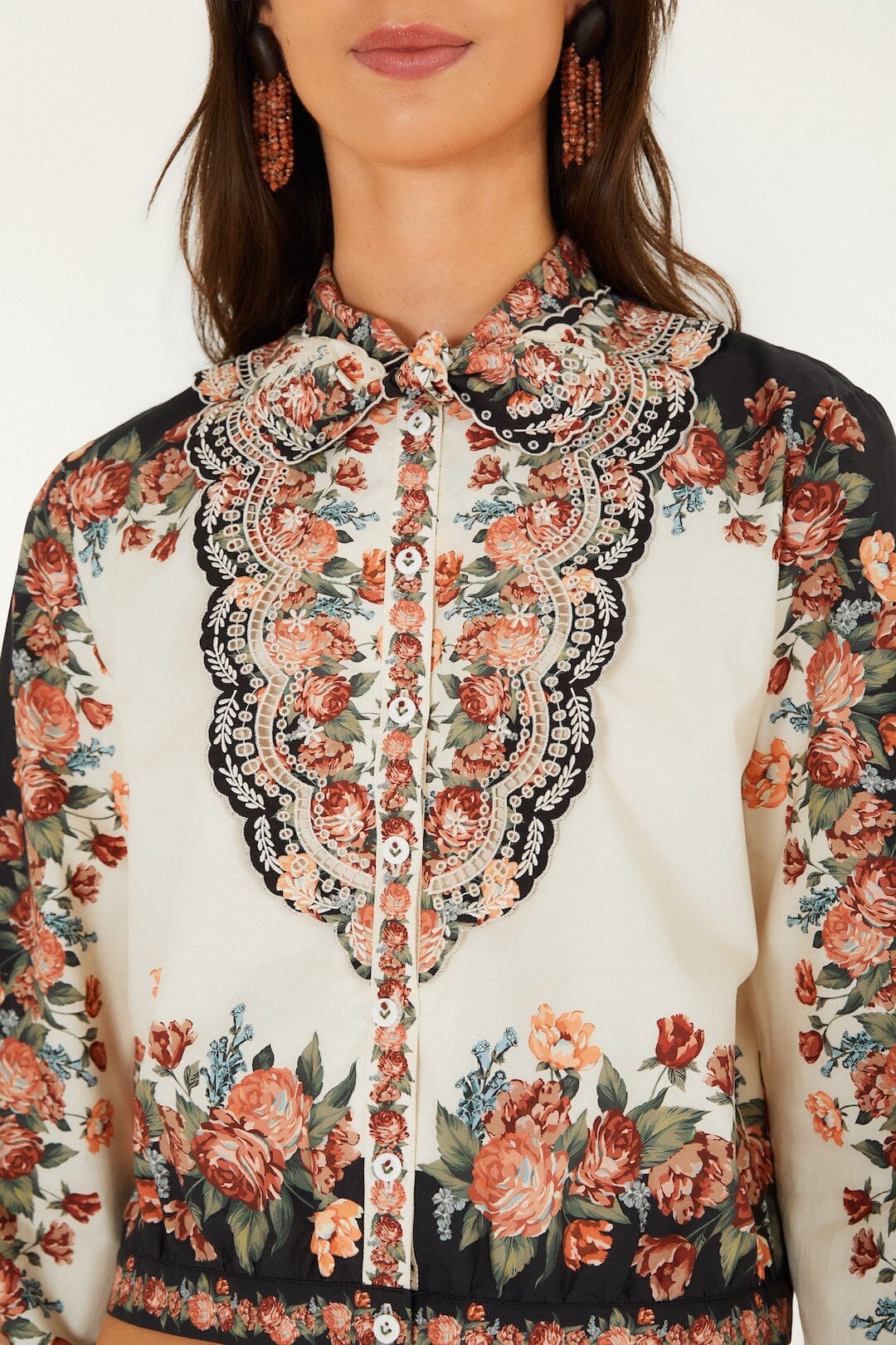 FARM Rio Winter Floral Long Sleeve Shirt at Romi Boutique