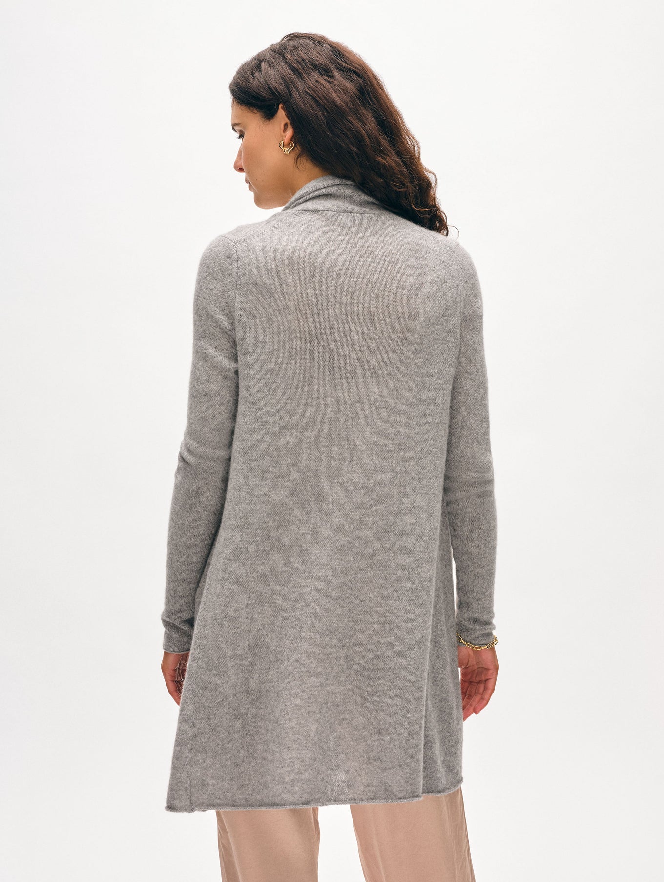 CASHMERE TRAPEZE CARDIGAN IN GREY HEATHER