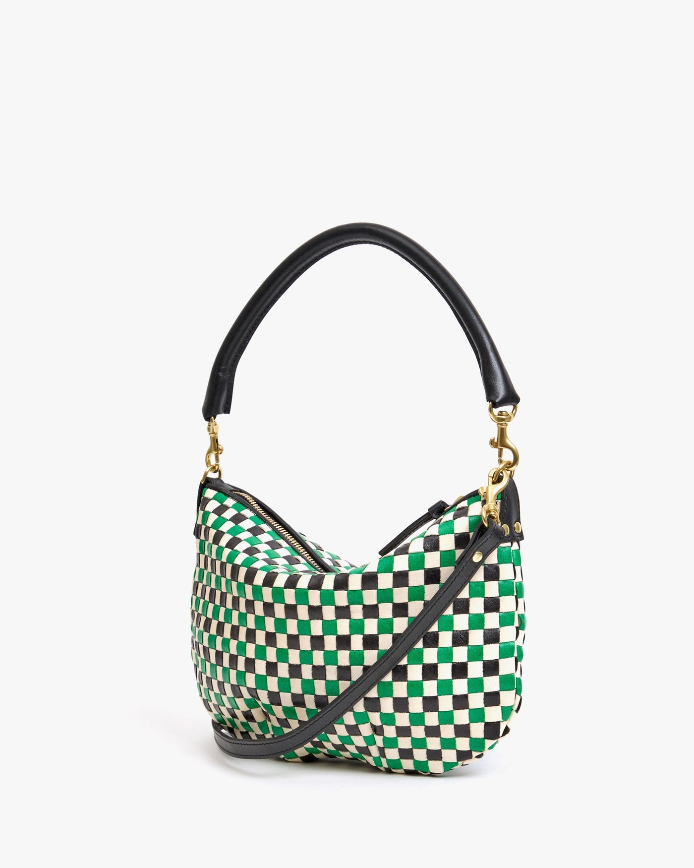 PETIT MOYEN MESSENGER IN GREEN APPLE MULTI WOVEN CHECKER - Romi Boutique