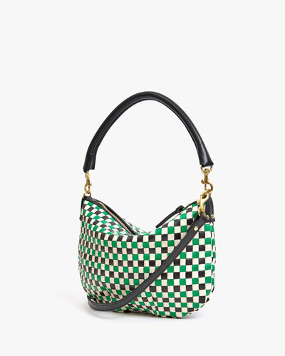 PETIT MOYEN MESSENGER IN GREEN APPLE MULTI WOVEN CHECKER - Romi Boutique