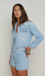 L'Agence KODA CROPPED CHAMBRAY JACKET at Romi Boutique