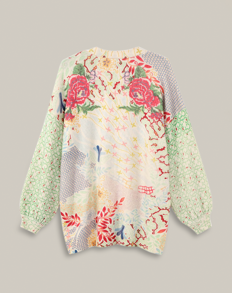 Me369 LIV LONG PRINTED CARDIGAN at Romi Boutique