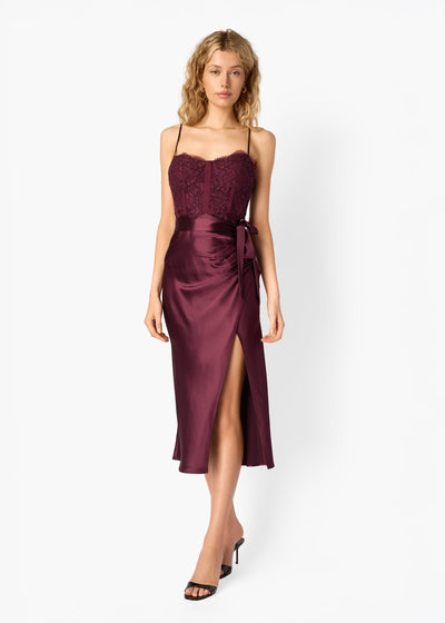 TRICIA CORSET DRESS IN BLACKBERRY