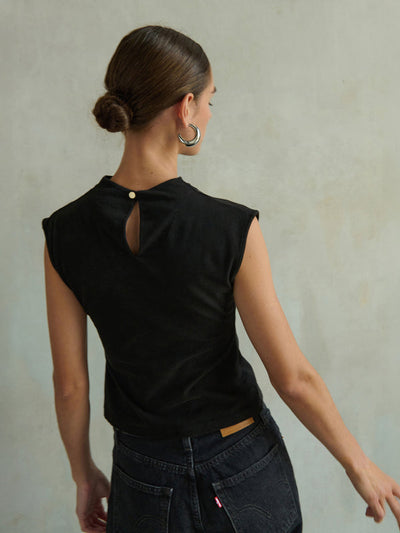 LULU MOCK NECK TOP IN JET BLACK - Romi Boutique