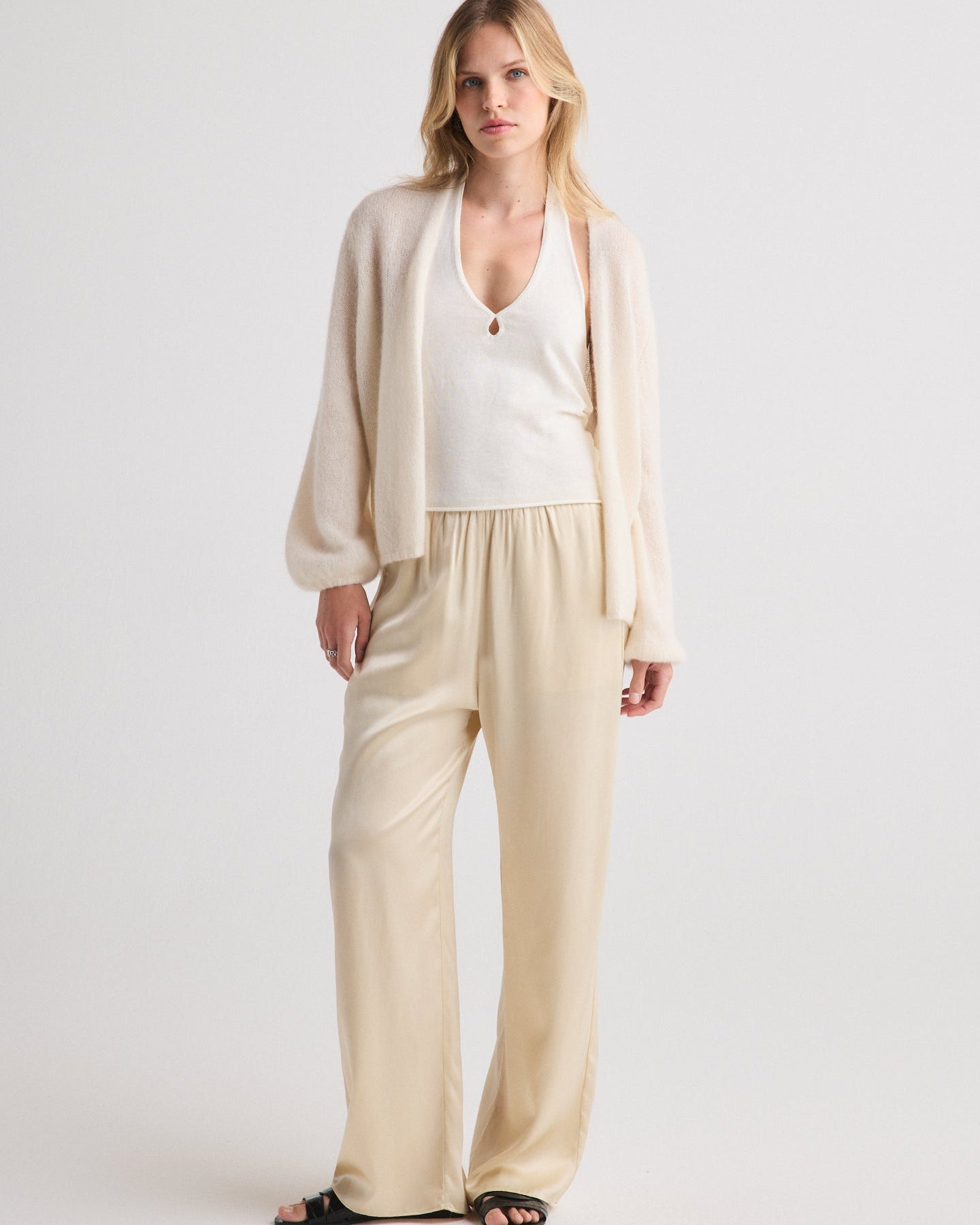 Juniper Balloon-Sleeve Open Cardigan