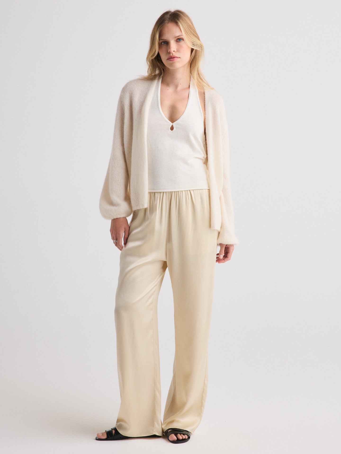 Juniper Balloon-Sleeve Open Cardigan