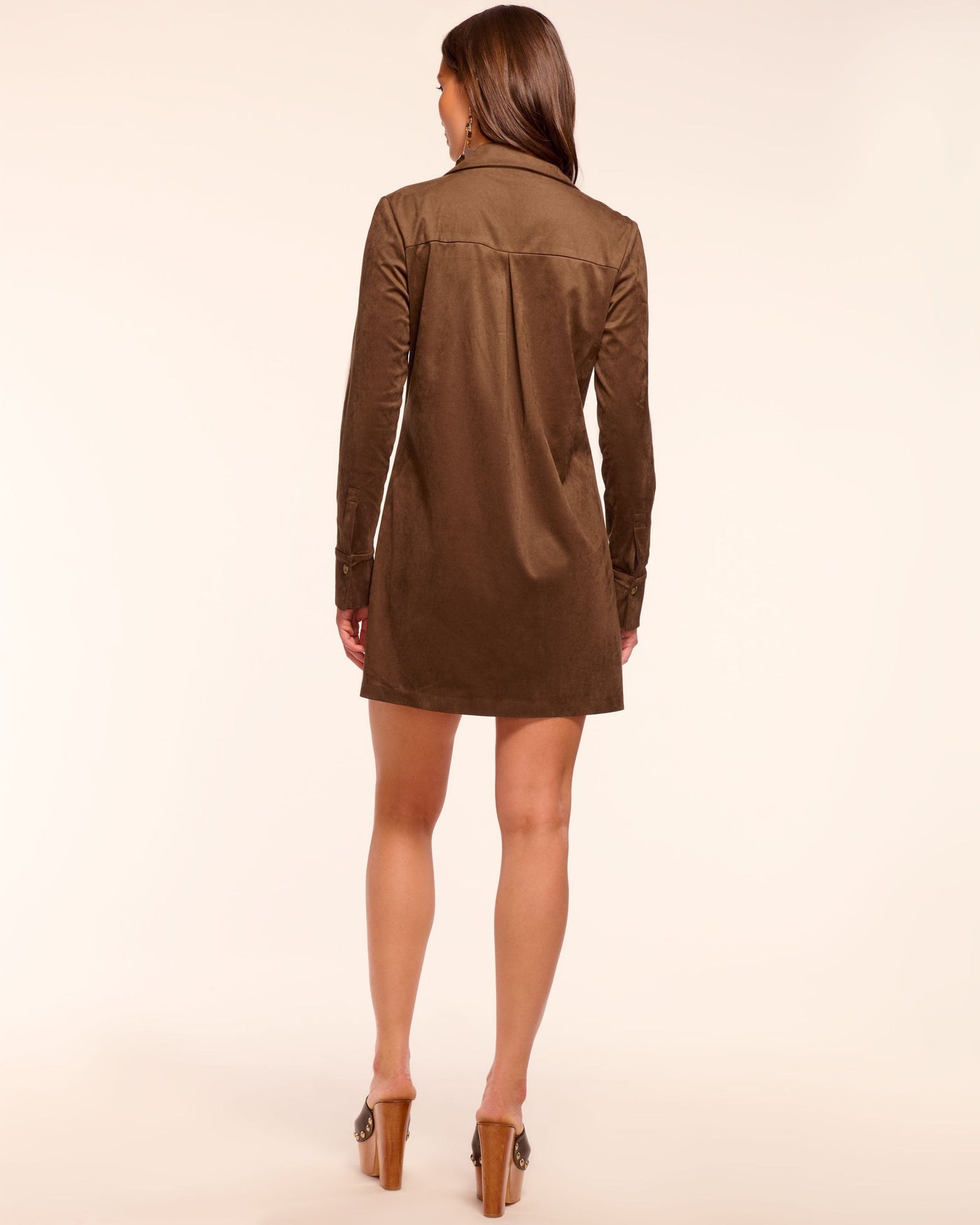 MARIA FAUX SUEDE MINI DRESS IN COFFEE