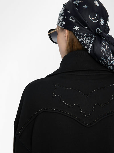 MILLY ZIP UP SWEATSHIRT IN BLACK