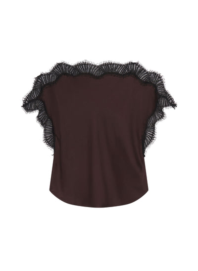 LUNA SATIN TOP IN COCOA/BLACK