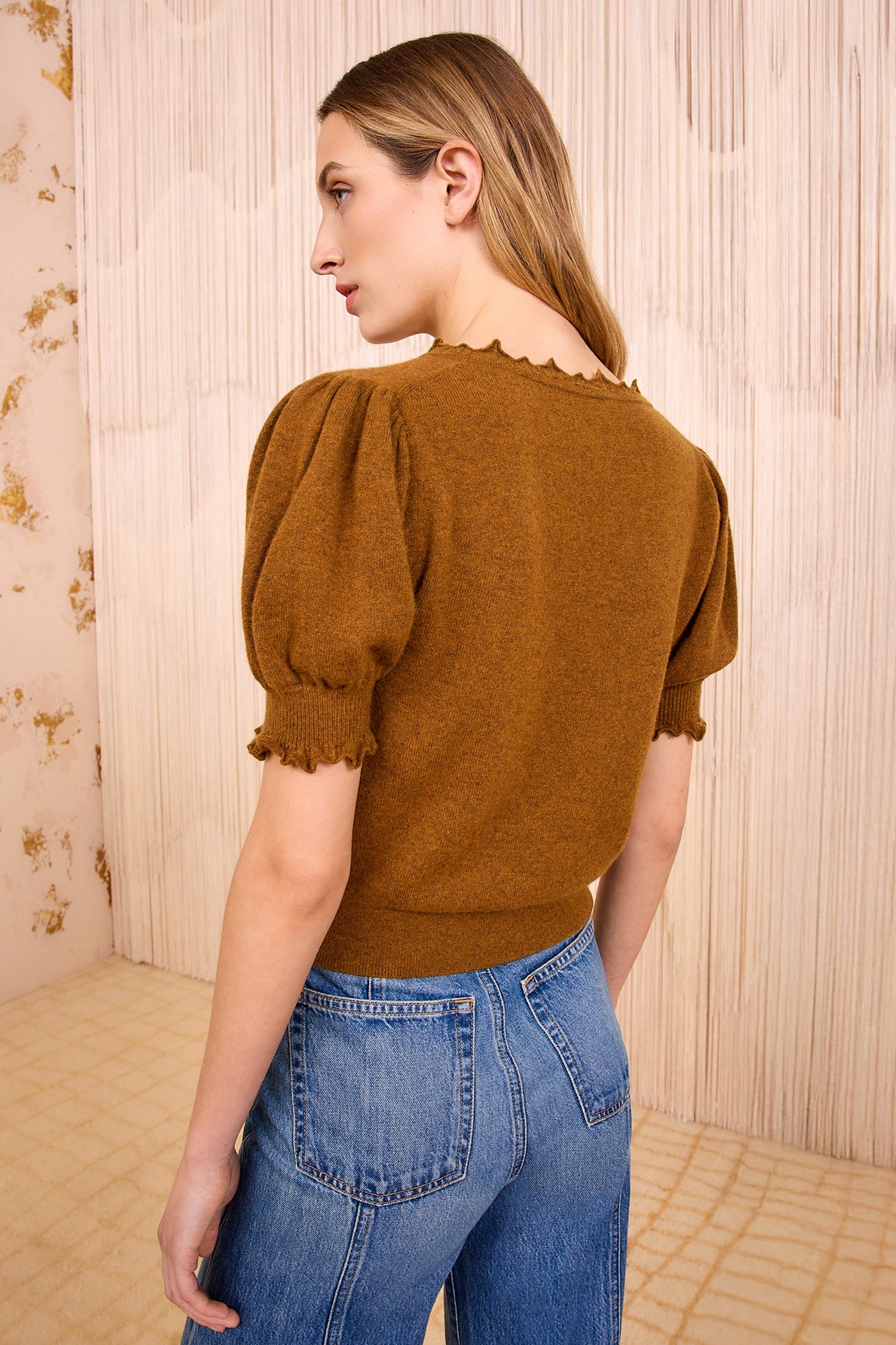 POLLINE SHORT SLEEVE TOP IN UMBER