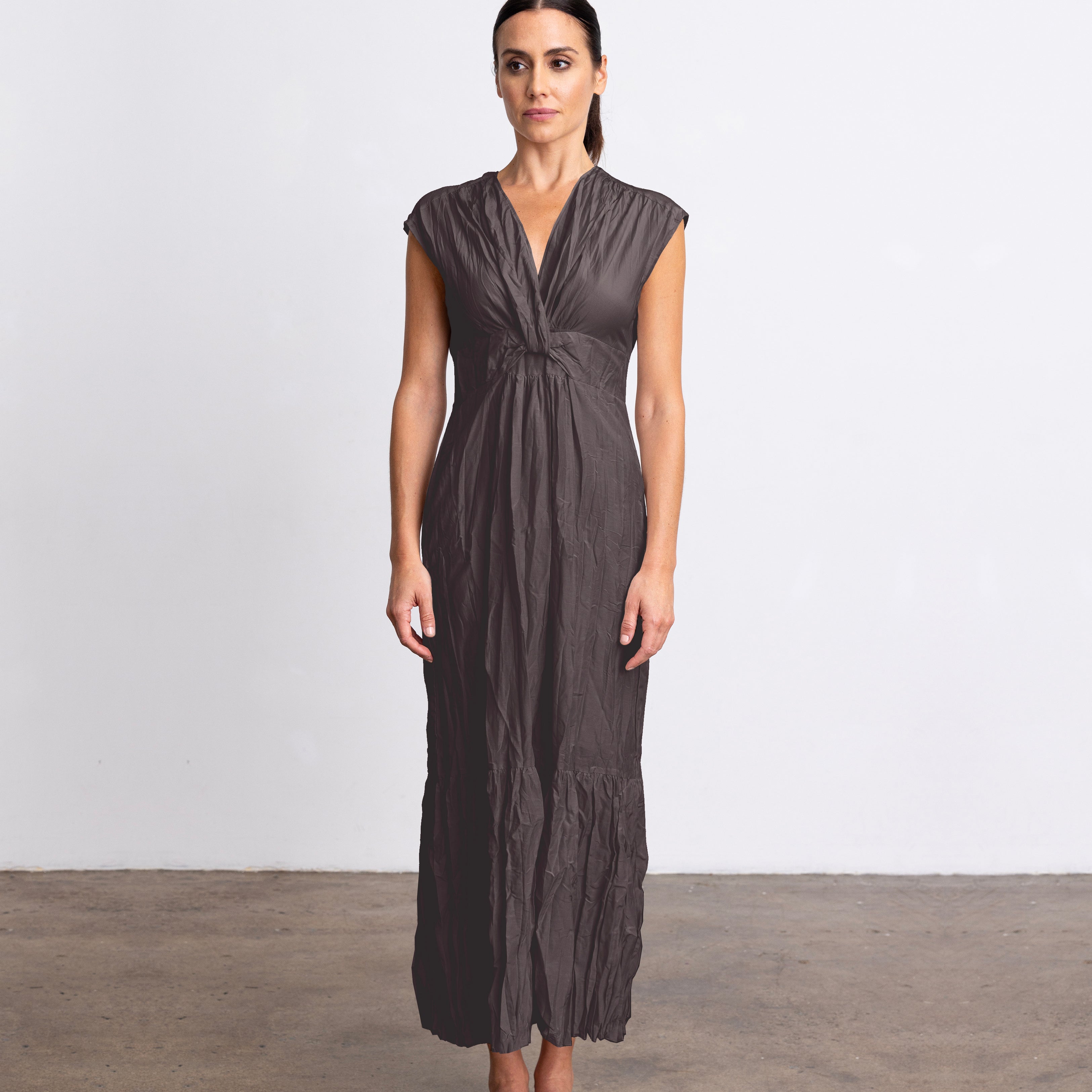 Go Silk Go Crinkle Cut Twist Dress at Romi Boutique