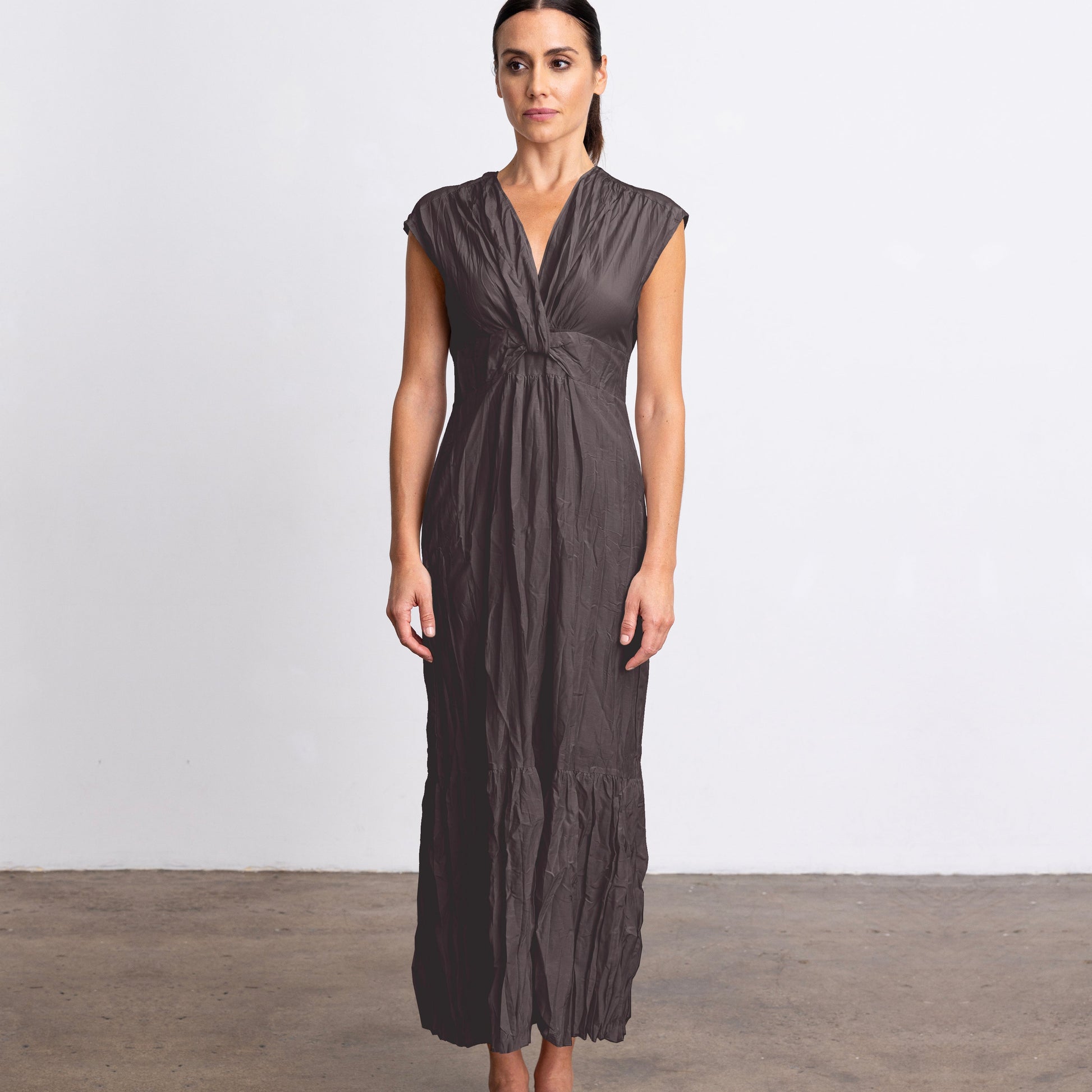 Go Silk Go Crinkle Cut Twist Dress at Romi Boutique