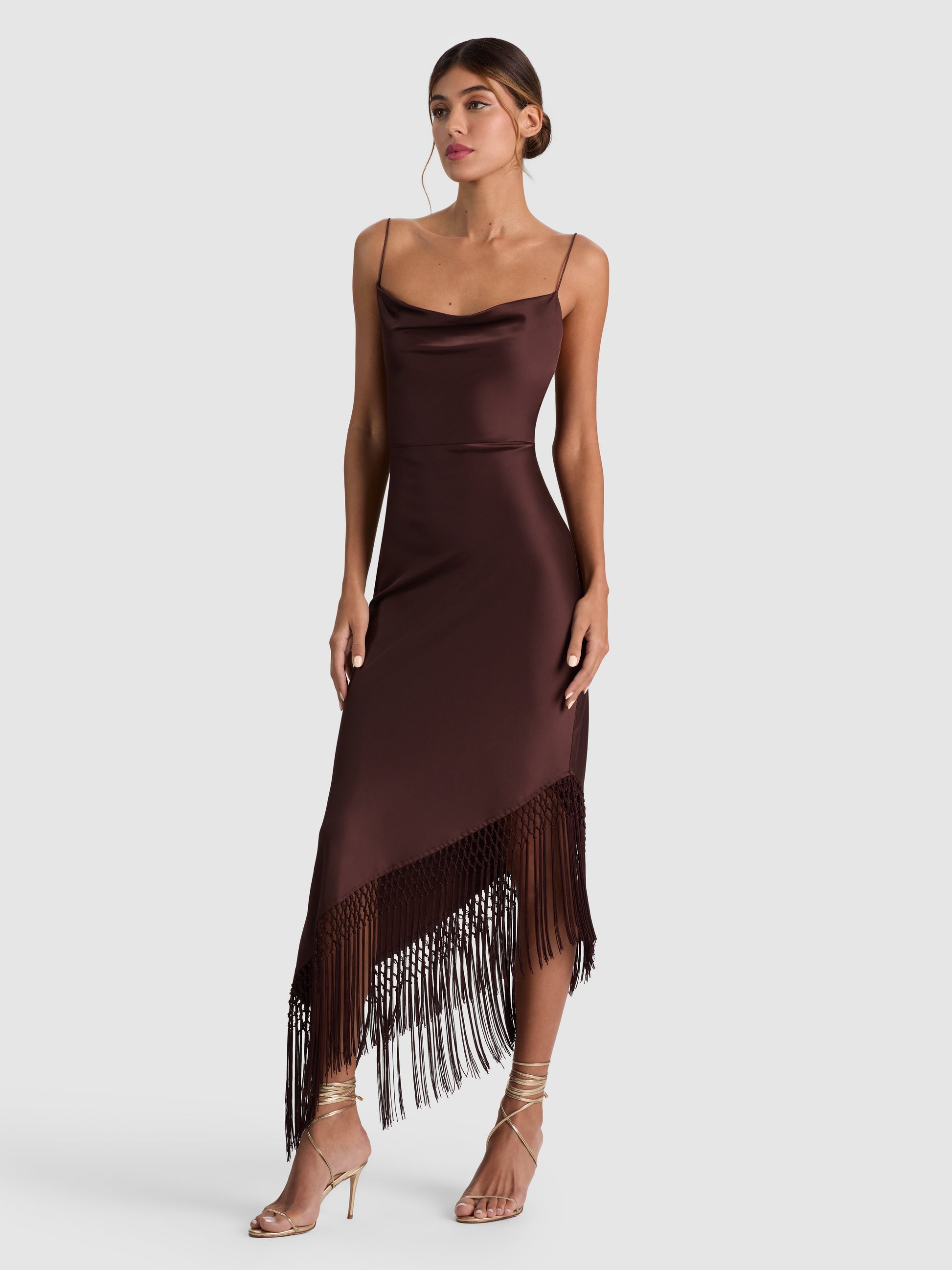 Harmony Asymmetrical Fringe Maxi Dress