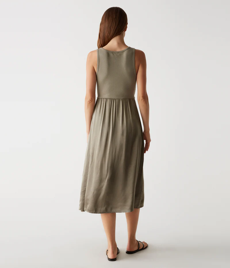 BRIDGETTE MEDIA TANK MIDI DRESS IN OLIVE - Romi Boutique