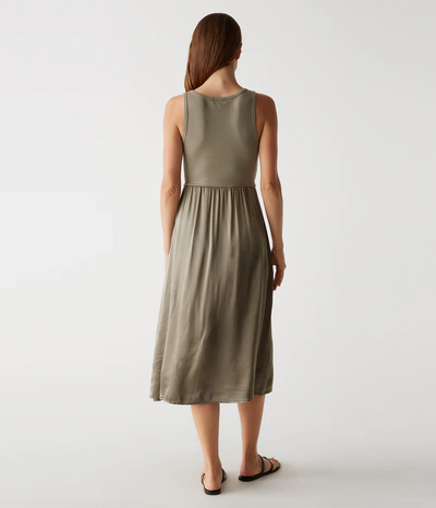 BRIDGETTE MEDIA TANK MIDI DRESS IN OLIVE - Romi Boutique