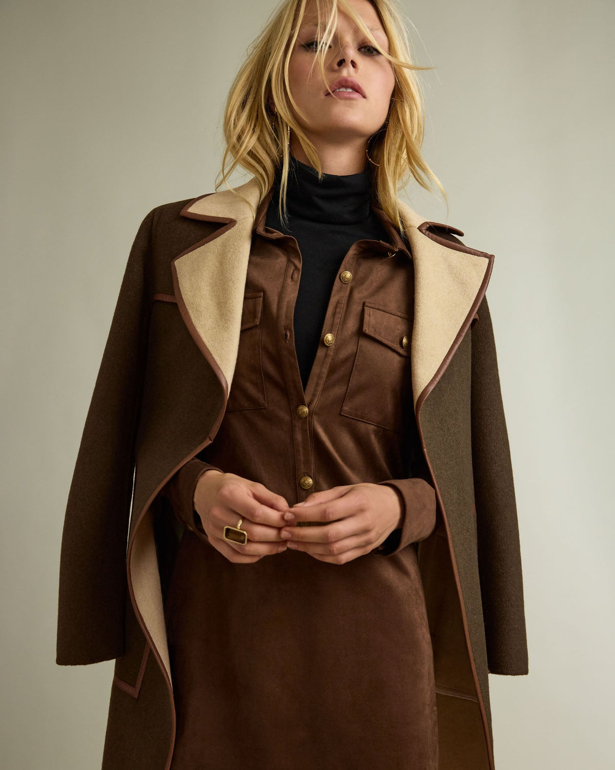 MARIA FAUX SUEDE MINI DRESS