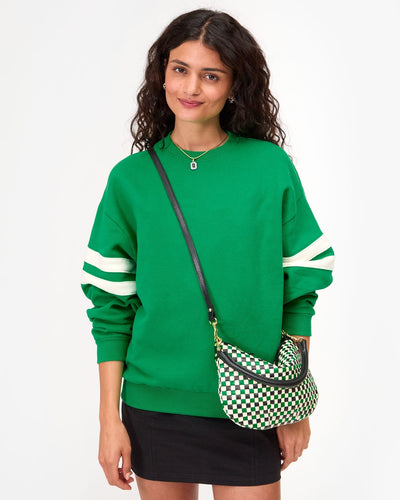 PETIT MOYEN MESSENGER IN GREEN APPLE MULTI WOVEN CHECKER - Romi Boutique