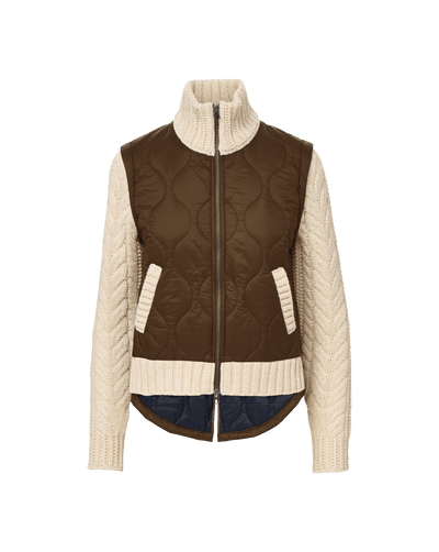 PATRA MIXED MEDIA JACKET IN MOCHA/HEATHERED SAND