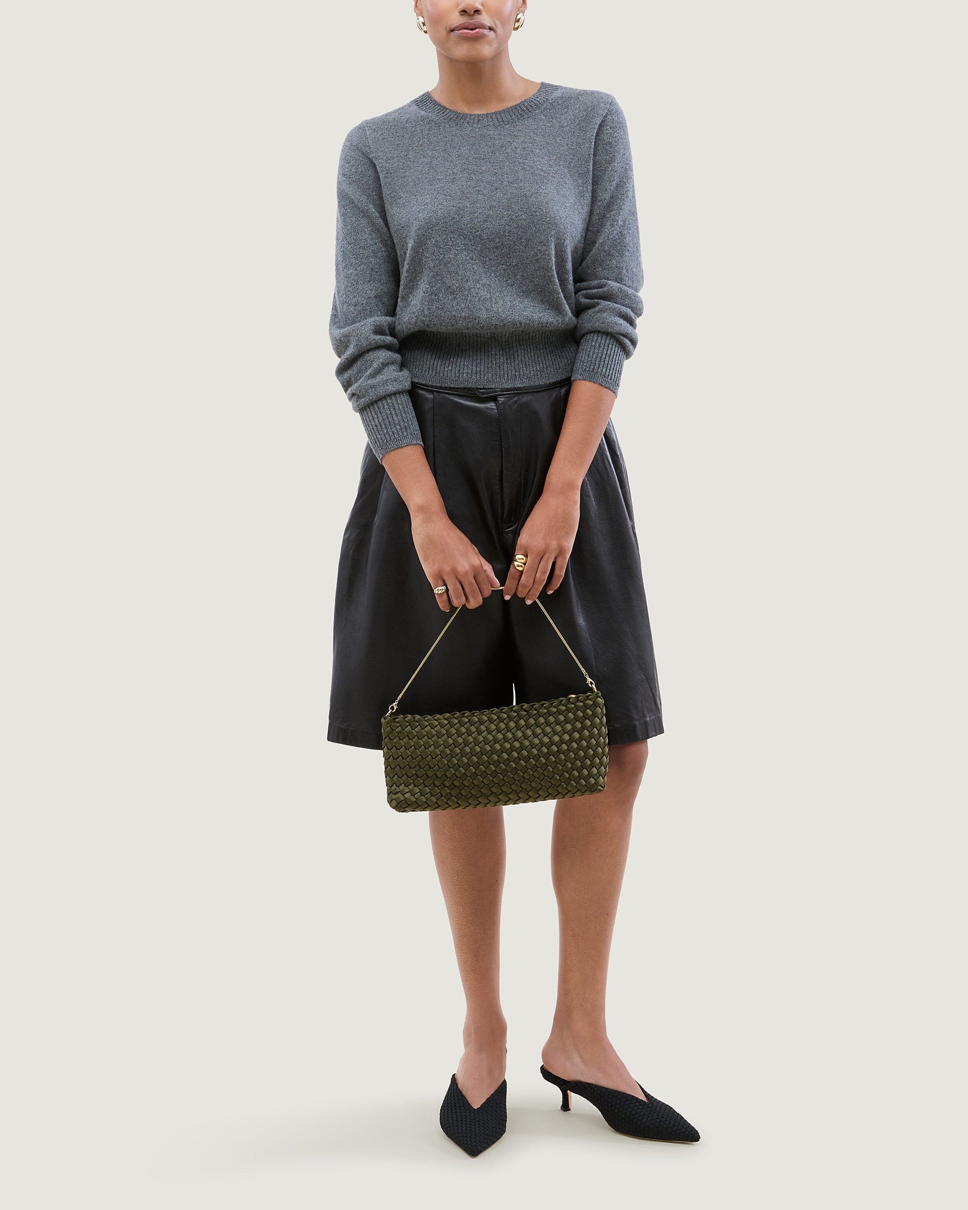 Naghedi GALA CLUTCH SATIN IN JUNIPER at Romi Boutique