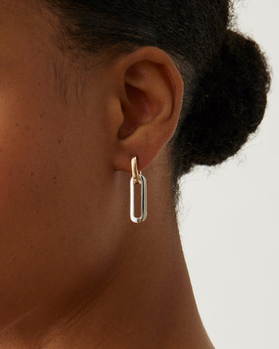 TEENI DETACHABLE LINK EARRINGS IN TWO-TONE - Romi Boutique