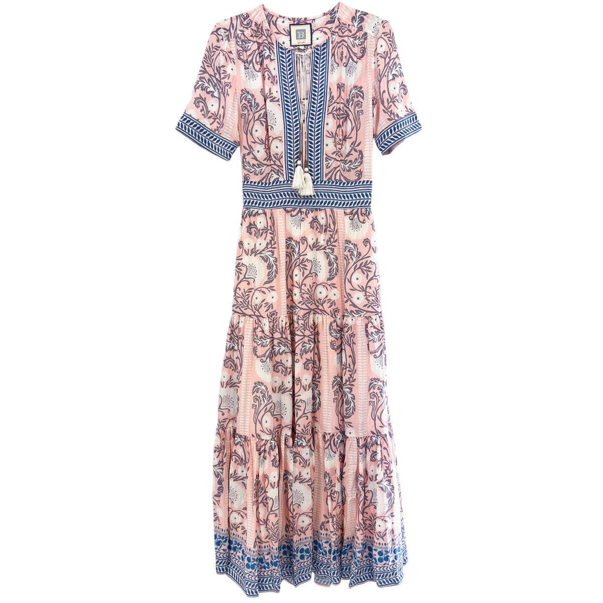 BIANCA MAXI DRESS IN SALMON TEAL PRINT - Romi Boutique