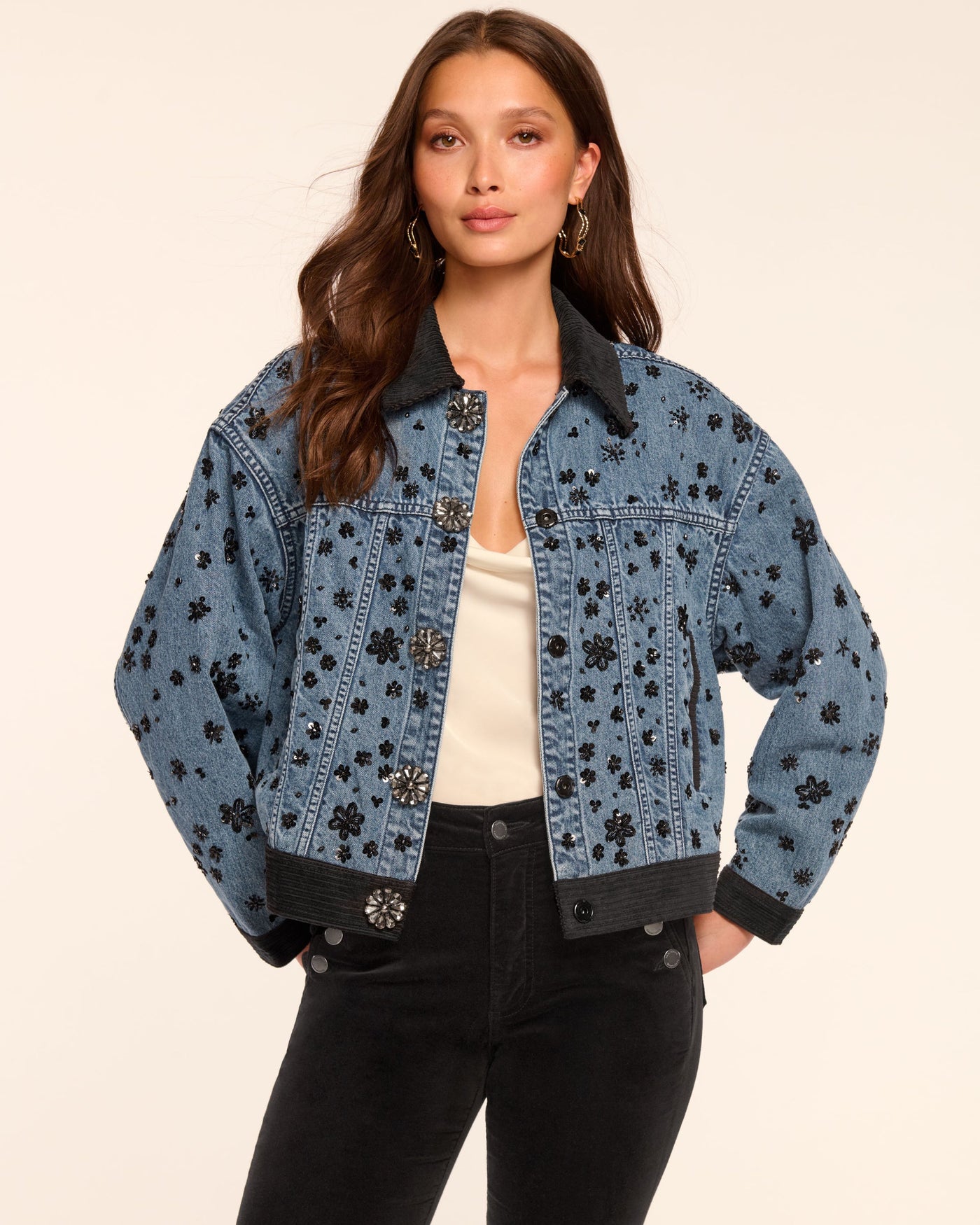 ROBIN EMBELLISHED JEAN JACKET IN BEADED DENIM - Romi Boutique