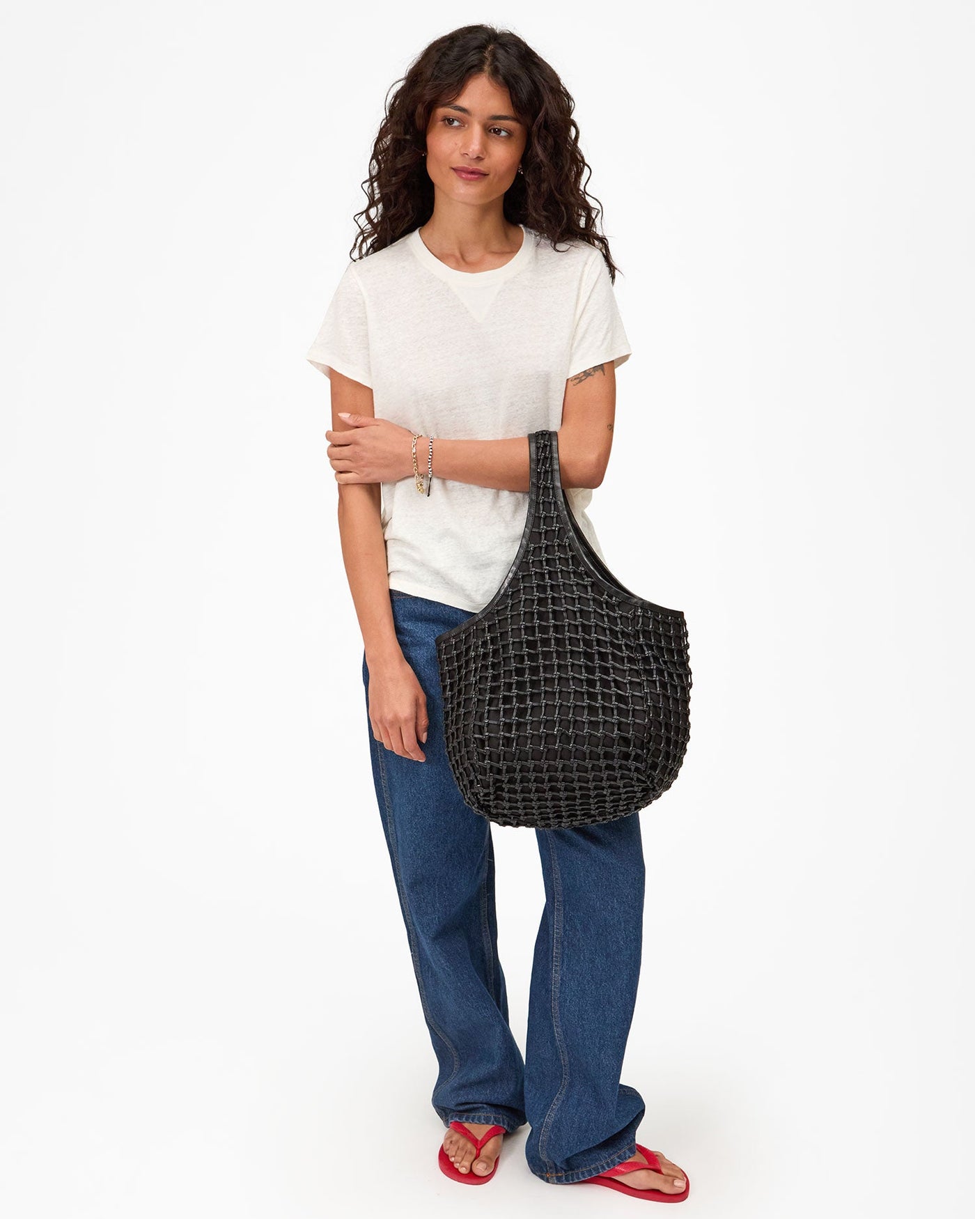 BANDO IN BLACK KNOT WOVEN LEATHER - Romi Boutique
