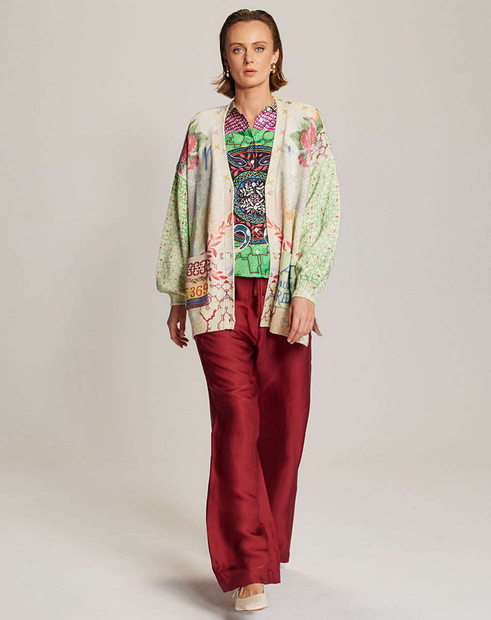 Me369 LIV LONG PRINTED CARDIGAN at Romi Boutique