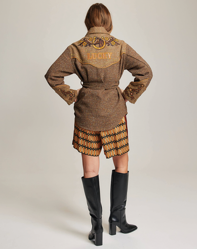 KIARA BELTED JACKET IN BROWN