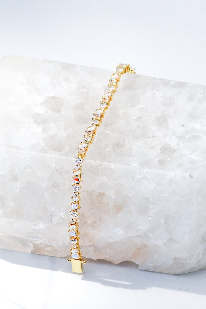 Native Gem VIENNA MINI BRACELET IN PINK OPAL at Romi Boutique