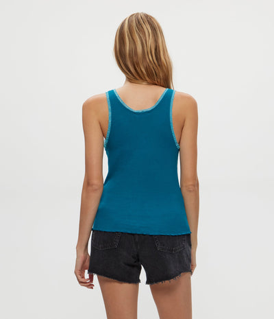 MILEY SUPIMA RIB LACE TANK IN LAGOON