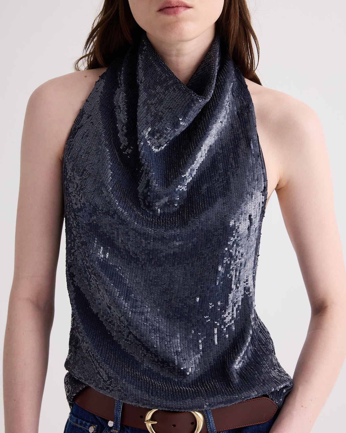 Friday Night Halter Sequin Top