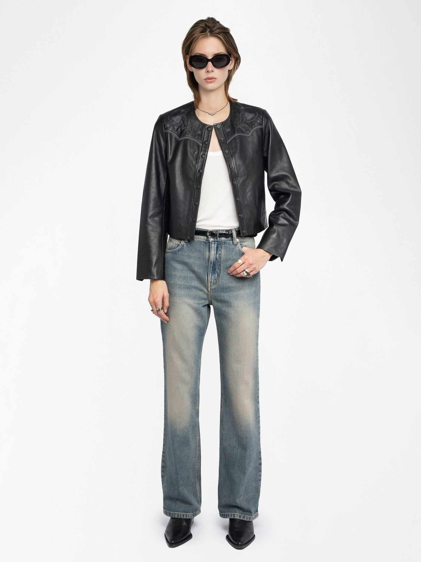 LUXI LEATHER JACKET IN BLACK