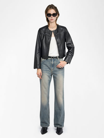 LUXI LEATHER JACKET IN BLACK