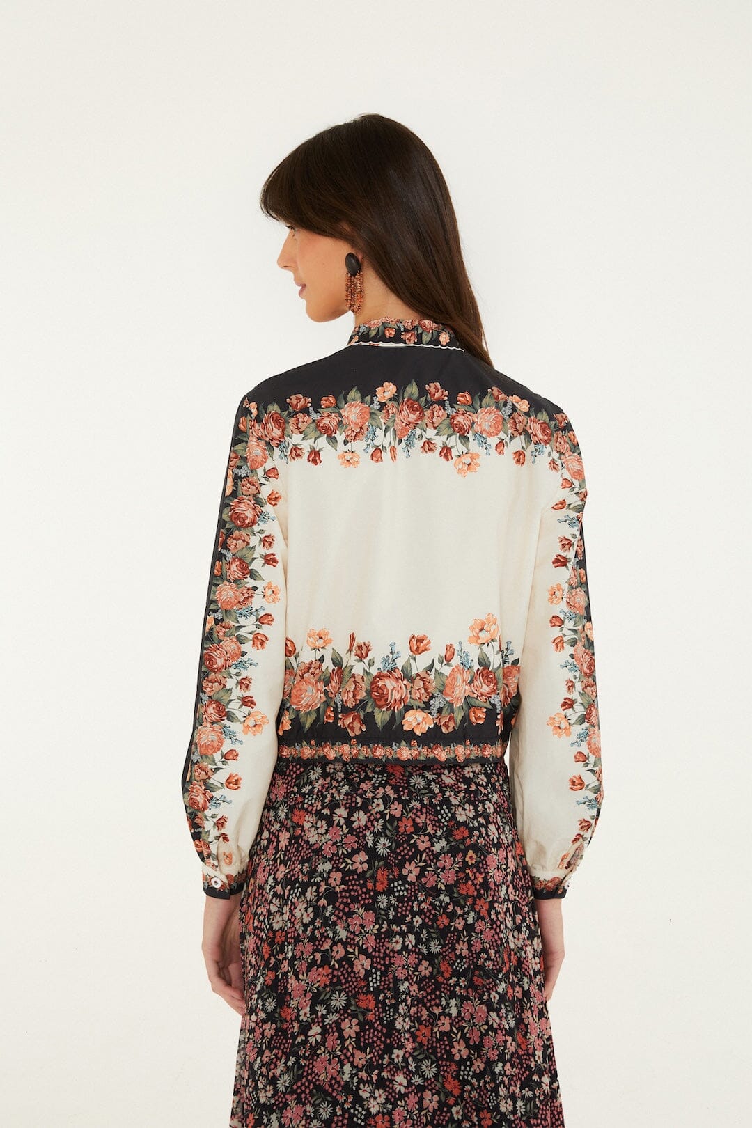 FARM Rio Winter Floral Long Sleeve Shirt at Romi Boutique