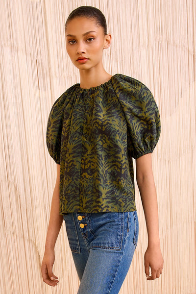 TALIE SILK SHORT SLEEVE BLOUSE IN DESERT JASPER