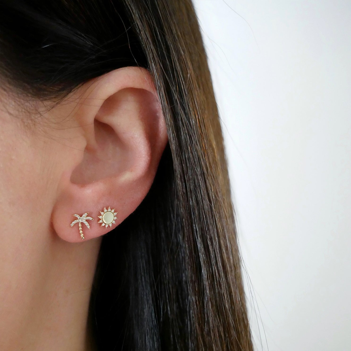 EF Collection Diamond Wild Palm Stud Earring at Romi Boutique