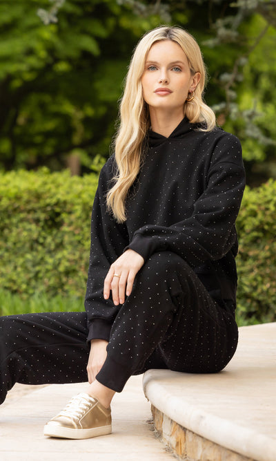 RENAE CRYSTAL HOODIE IN BLACK