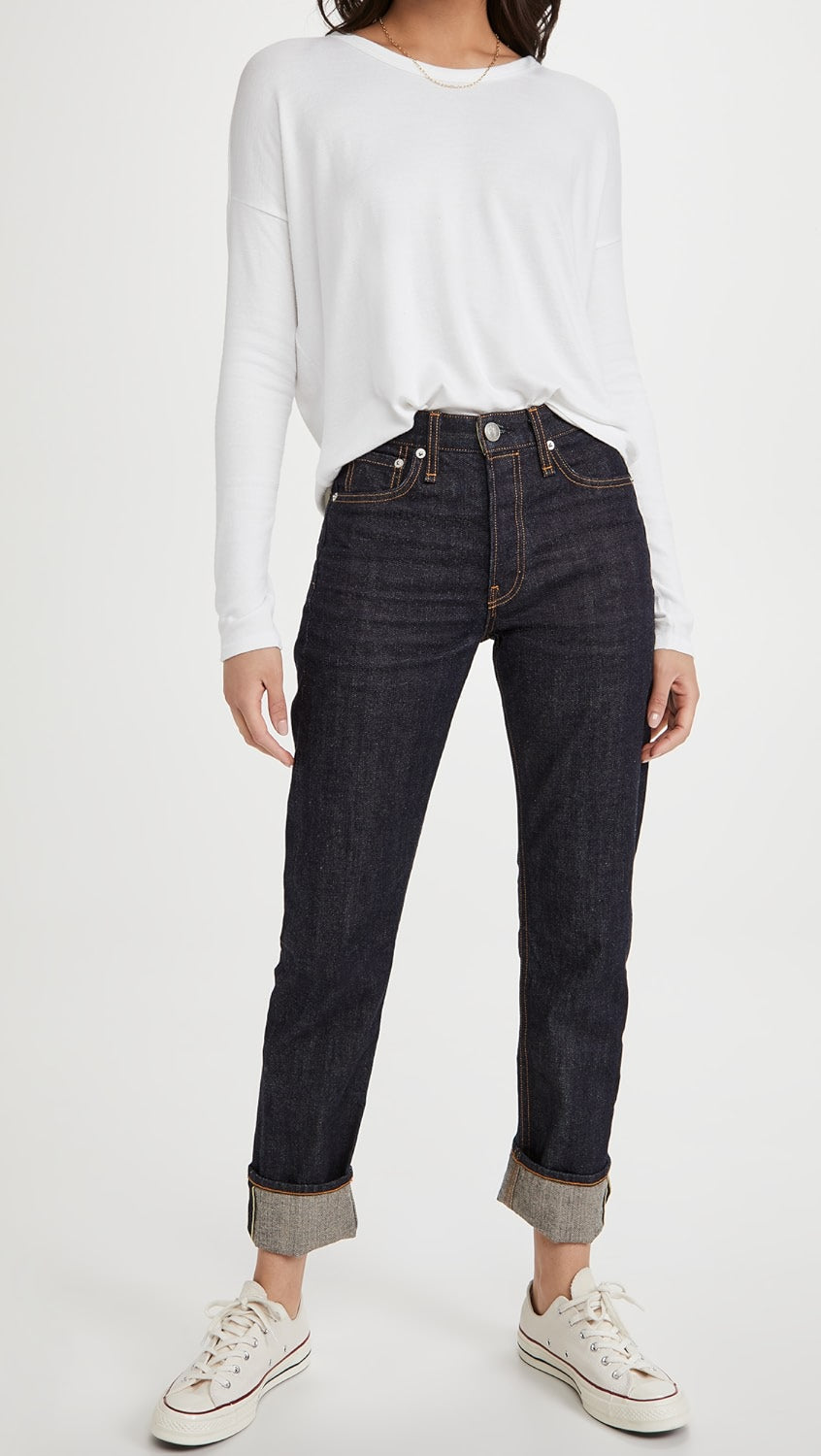 THE LONG SLEEVE KNIT TEE IN WHITE